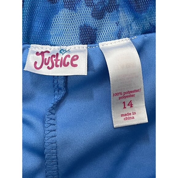 Justice Girls Blue Floral Tiered Mesh Skort Ruffle Pull-On Size 14 - Picture 6 of 9